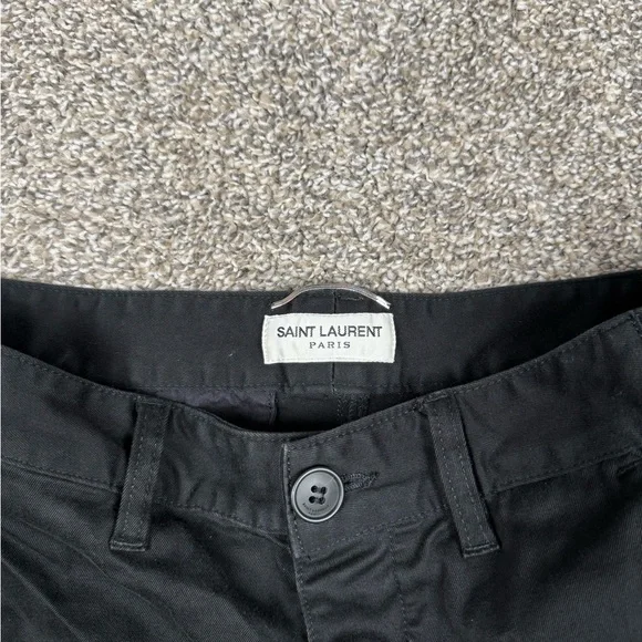 Saint Laurent Paris SLP Black Slim Fit Twill Chinos Side Tab Adjusters Size 29